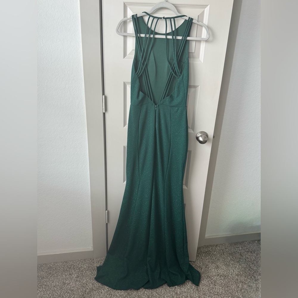 Windsor Keyla Open Back Fitted Formal Glitter Gown Hunter Green NEW Size Small - Picture 12 of 12